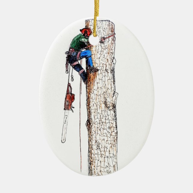 Baumchirurg Arborist Keramik Ornament (Vorne)