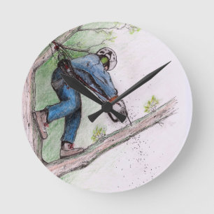 Baumchirurg Arborist Lumberjack Runde Wanduhr