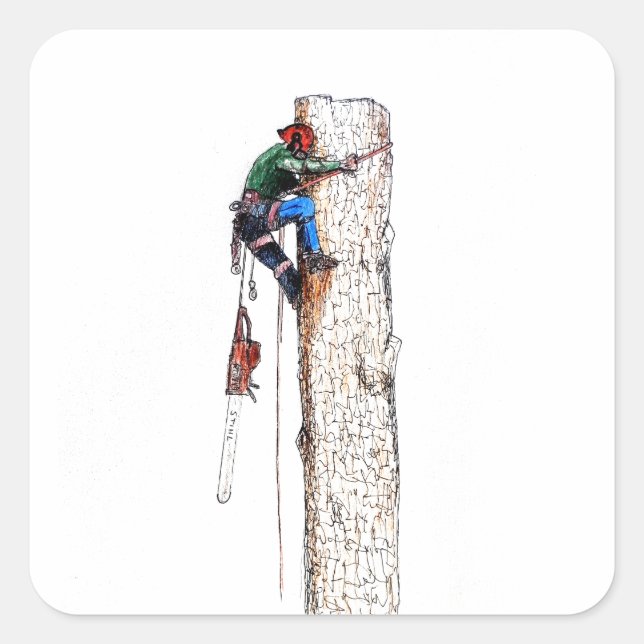 Baumchirurg Arborist Quadratischer Aufkleber (Vorderseite)