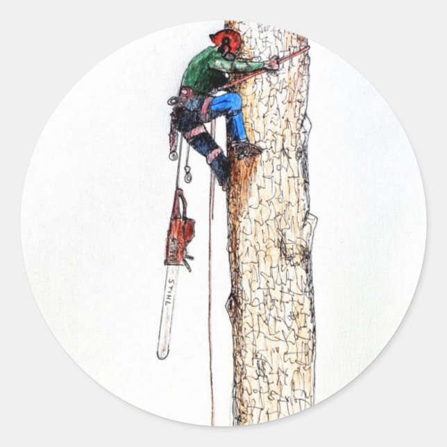 Baumchirurg Arborist Runder Aufkleber (Vorderseite)