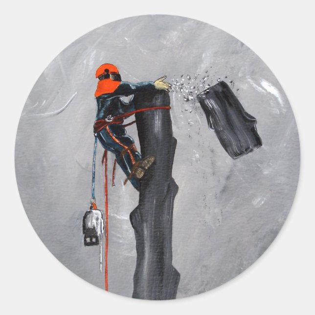 Baumchirurg Arborist Runder Aufkleber (Vorderseite)