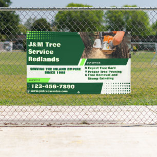 Baumdienst anpassen Arborist Baumstumpf Fräse Zaun Banner