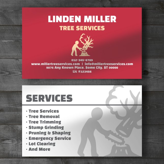 Baumdienst Arborist Professionell Rot Visitenkarte (Von Creator hochgeladen)
