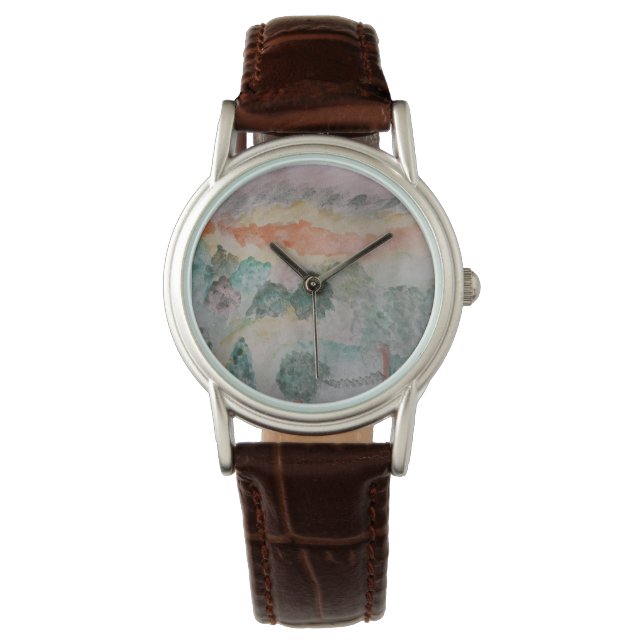 Bäume an der Bucht Armbanduhr (Vorderseite)