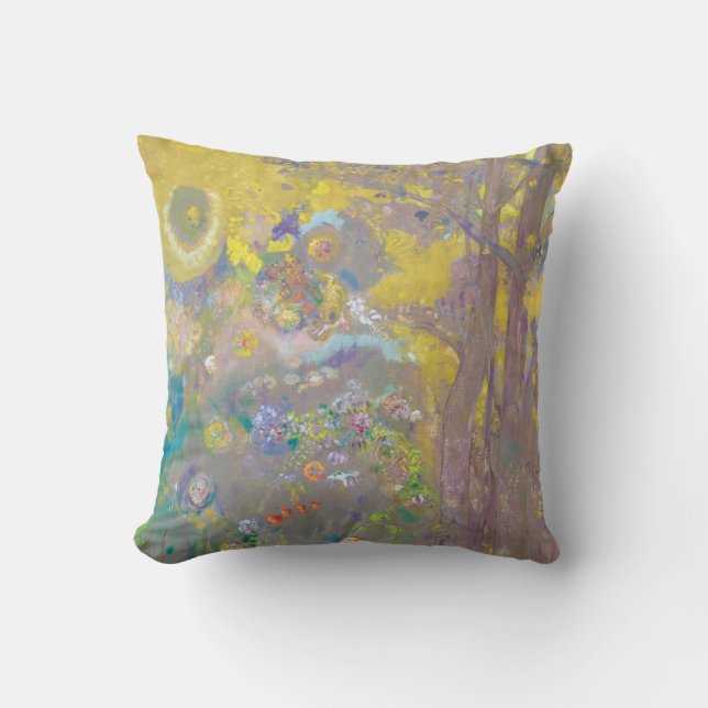 Bäume auf gelbem Hintergrund, Redon Kissen (Vorderseite)