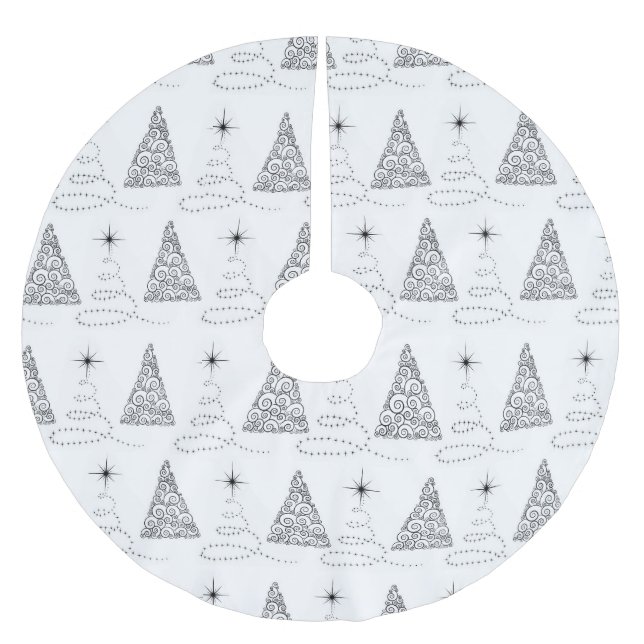 BÄUME AUS SCHWARZ UND WEISS POLYESTER WEIHNACHTSBAUMDECKE (Vorderseite)