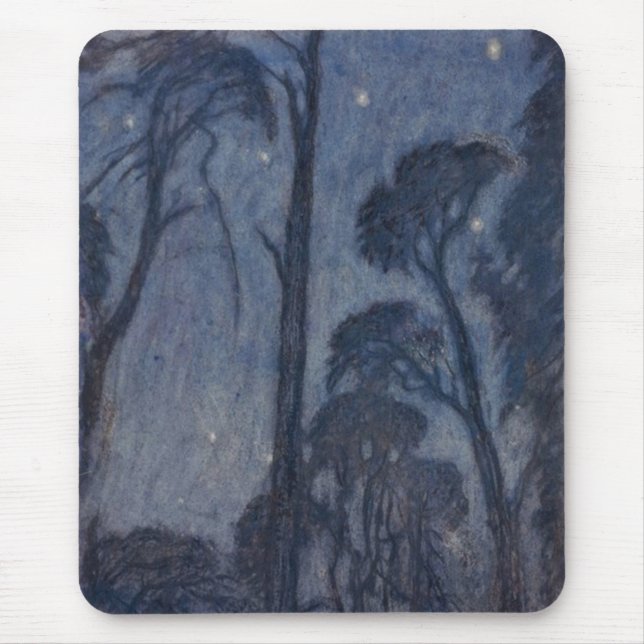 Bäume bei Twilight (von Edward Robert Hughes) Mousepad (Vorne)