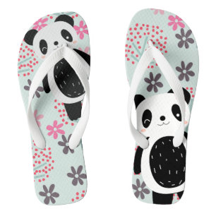 Bäume, Blume und Panda-Bären Flip Flops