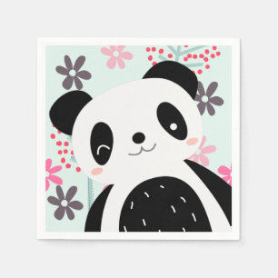 Bäume, Blume und Panda-Bären Serviette