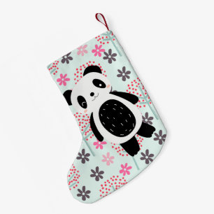 Bäume, Blumen und Panda-Bären Kleiner Weihnachtsstrumpf