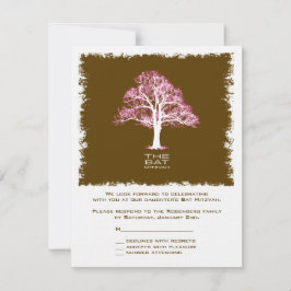 Bäume des Lebens Bat Mitzvah Reply Card, Schokolad RSVP Karte