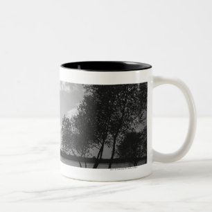 Bäume durch See B&W Zweifarbige Tasse