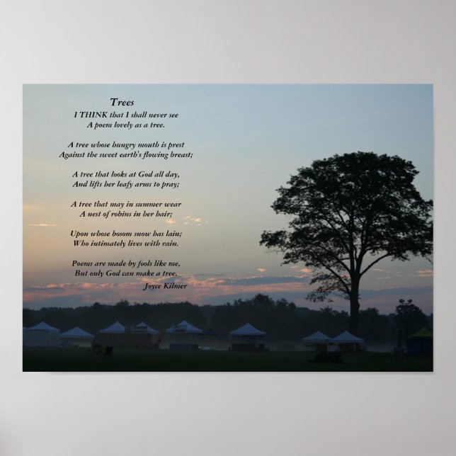 Bäume, ein Gedicht von Joyce Kilmer Poster (Vorne)