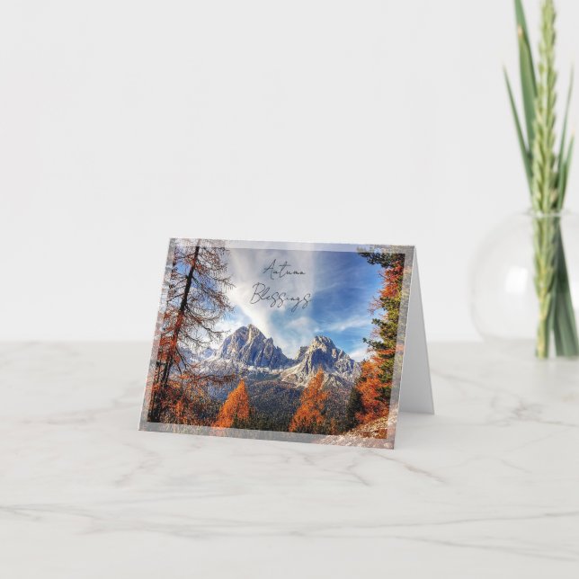 Bäume fallen und Berge mit eigenem Text Karte (Vorderseite)