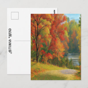 Bäume Fluss Farbige Herbstlandschaften Zeitlose Ku Postkarte
