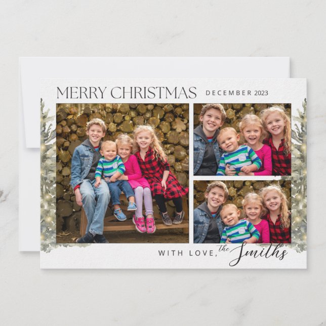 Bäume frohe Weihnachten drei Foto-Karte Einladung (Vorderseite)