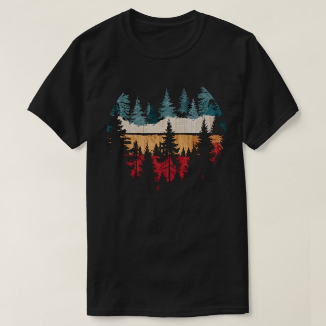 Bäume im Freien Natur Retrowald T-Shirt (Design vorne)
