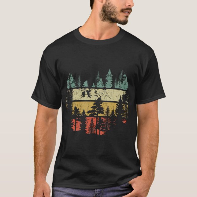 Bäume im Freien Natur Retrowald T-Shirt (Vorderseite)