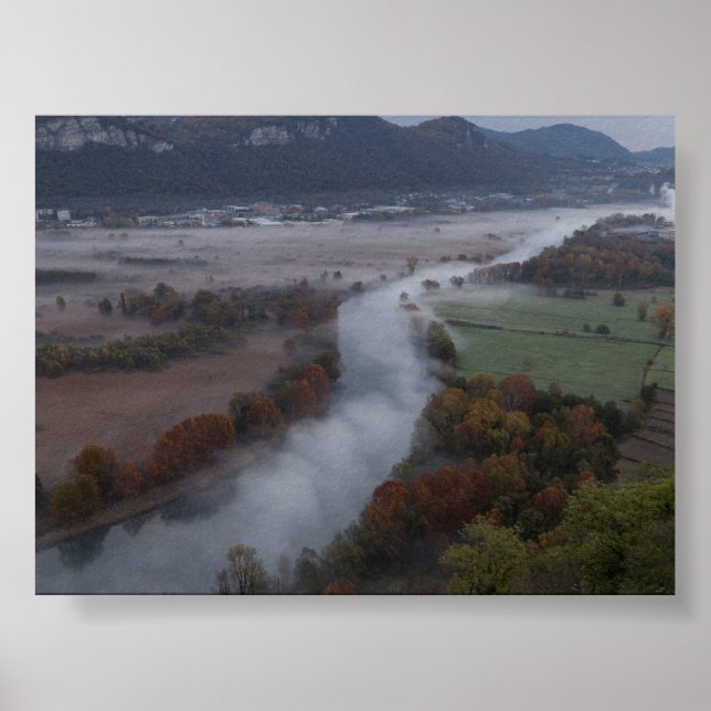 Bäume im Morgennebel Poster (Vorne)