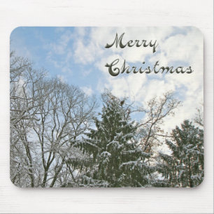 Bäume im Schnee - frohe Weihnachten Mousepad