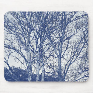 Bäume im Winter - Cyanotypeffekt Mousepad