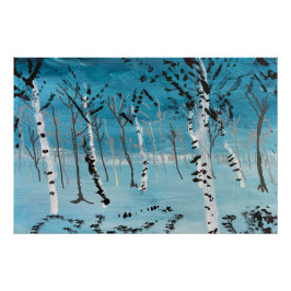 "Bäume im Winter" Landschaftsakryllik an Bord Poster