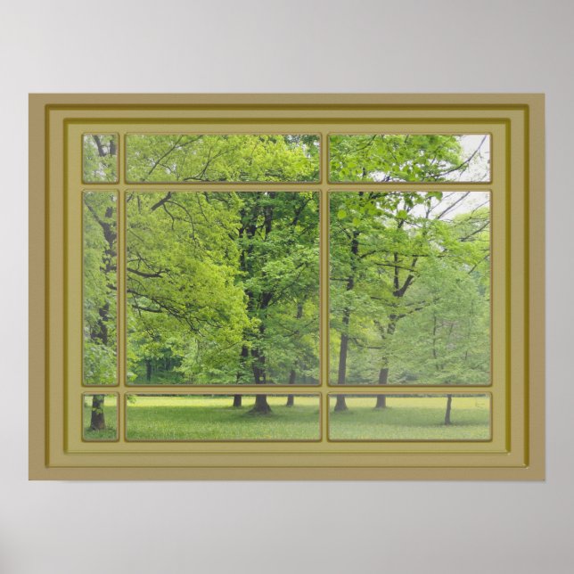 Bäume in der Aussicht auf die Parkfenster Poster (Vorne)