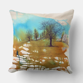 Bäume Landschaft Wasserfarbene Kunst Kissen
