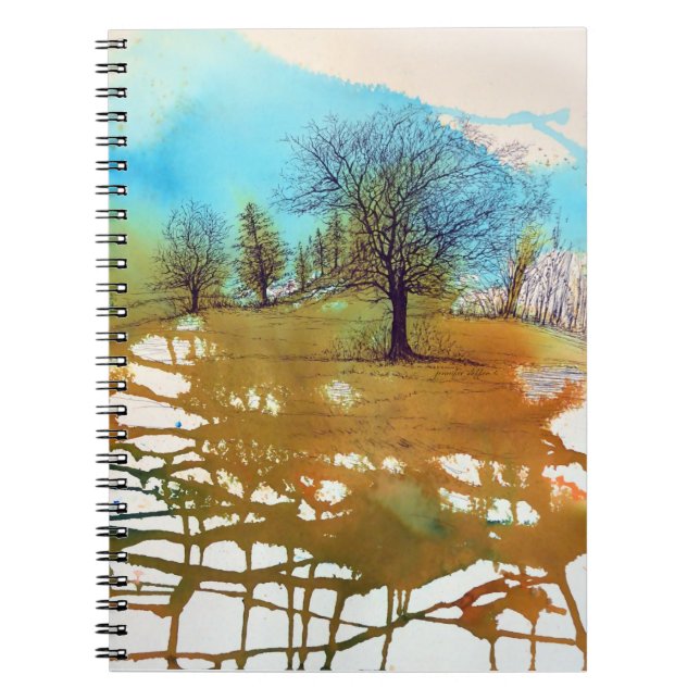 Bäume Landschaft Wasserfarbene Kunst Notizblock (Vorderseite)