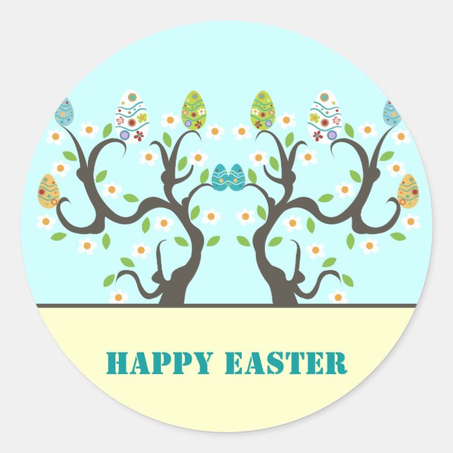 Bäume mit Blume und Ostereier Stickers (Vorderseite)