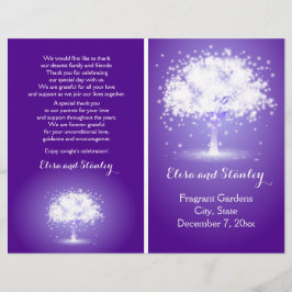 Bäume mit glänzenden Lichtern lila Hochzeitsprogra