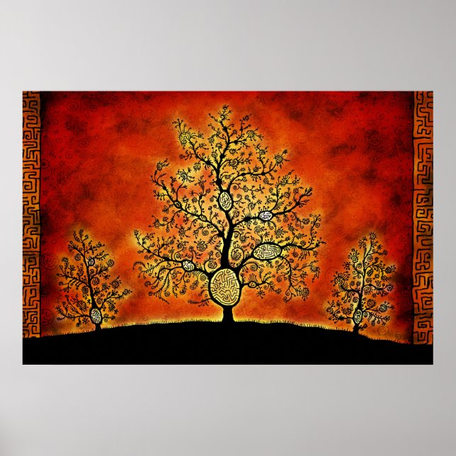 Bäume mit Labyrinthen Poster (Vorne)