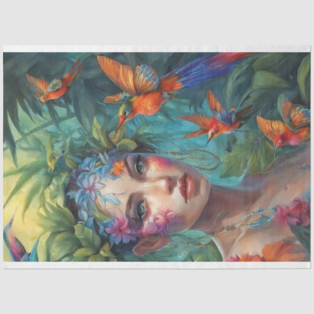 Bäume Nymph und Schmetterlingsvögel Seidenpapier (Vorderseite)