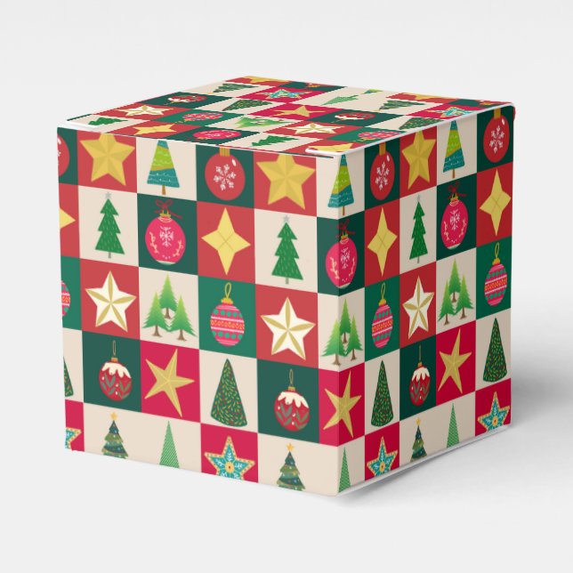 Bäume Ornamente und Sterne Plätze Geschenkschachtel (Vorderseite)