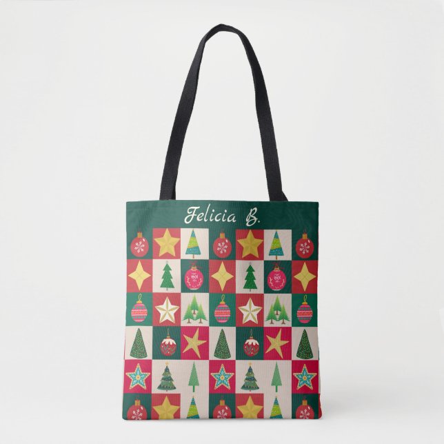 Bäume Ornamente und Sterne Plätze Tasche (Vorderseite)