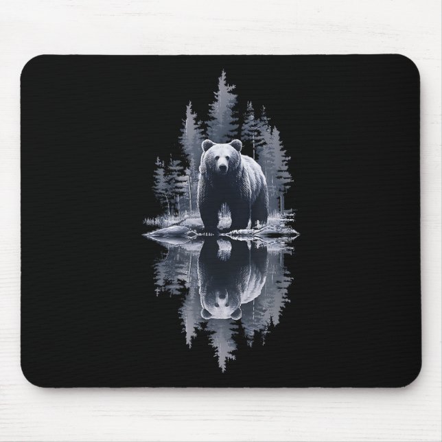 Bäume Reflection Wildlife Nature Bär Außenbereich Mousepad (Vorne)