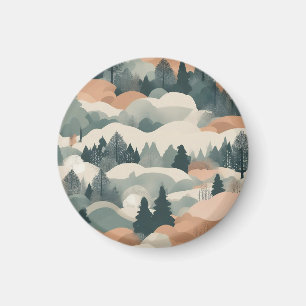Bäume und Berge Boho Abstract Design Magnet