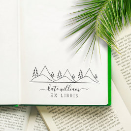 Bäume und Berge Ex libris Gummistempel