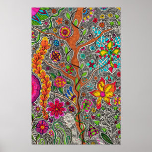 Bäume und Blumen Poster