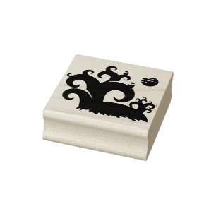 Bäume und die Silhouette des Mondes Kunst Briefmar Gummistempel