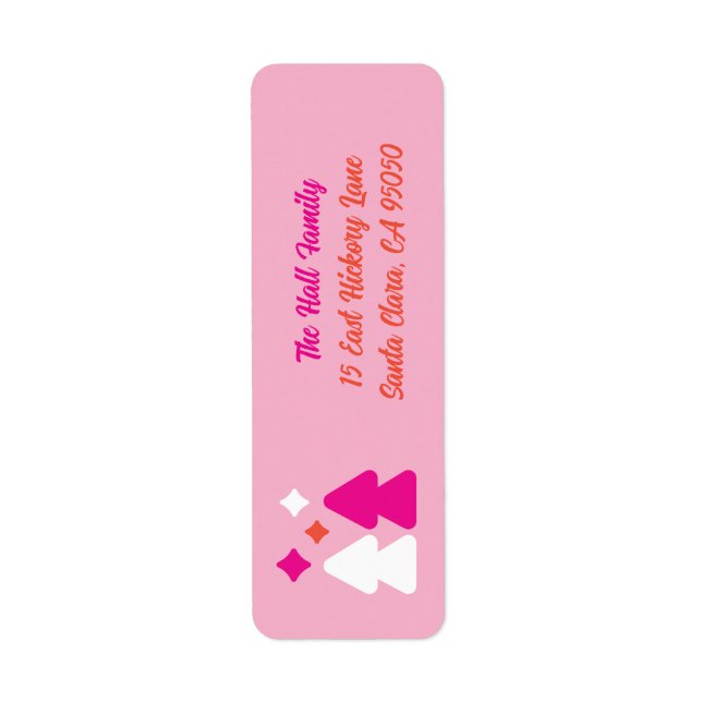 Bäume und Funkeln Rosa Rücksendeetikett (Vorne)