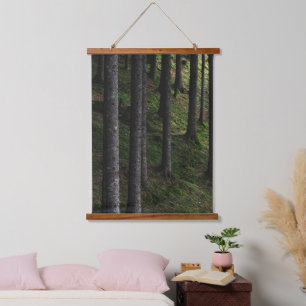 Bäume und grüne Moos Wandteppich Mit Holzrahmen