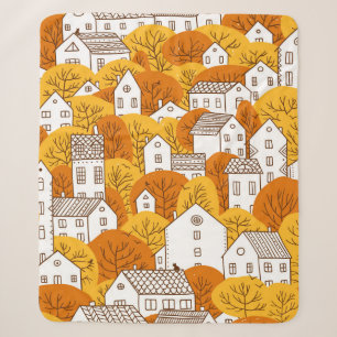 Bäume und Häuser nahtlos Muster. Herbst, Herbst Sherpadecke