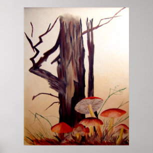 Bäume und Pilze drucken Poster