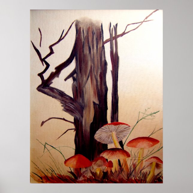 Bäume und Pilze drucken Poster (Vorne)