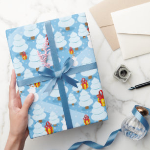 Bäume und Präsenzen Muster WeihnachtswrappingPaper Geschenkpapier