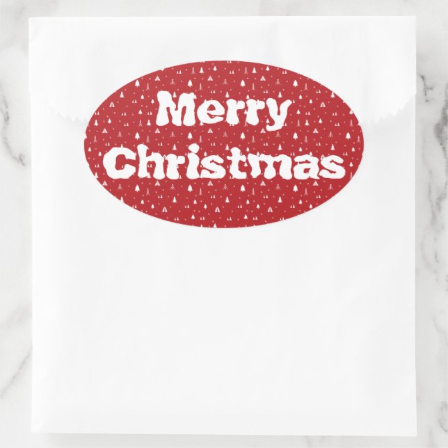 Bäume und Schneeflocken Weihnachtsaufkleber Ovaler Aufkleber (Tasche)