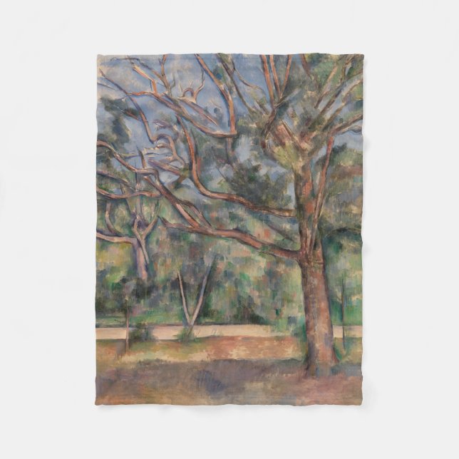Bäume und Straße, postimpressionistische Landschaf Fleecedecke (Vorderseite)