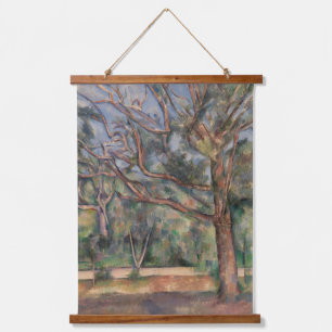 Bäume und Straße, postimpressionistische Landschaf Wandteppich Mit Holzrahmen