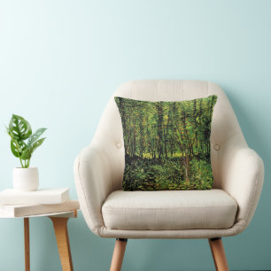 Bäume und Unterholz von Vincent van Gogh Kissen